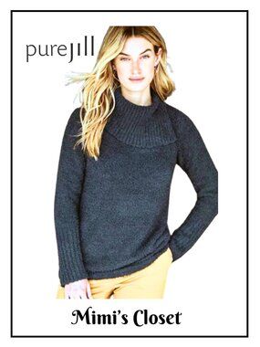PURE J.JILL Soft & Cozy High-Neck Sweater - Navy Blue - XLP